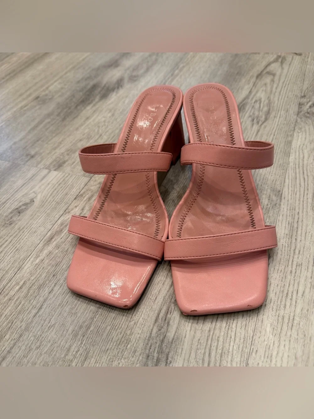 Bamboo Pink Double Strap Block Heel Sandals Size 9‎